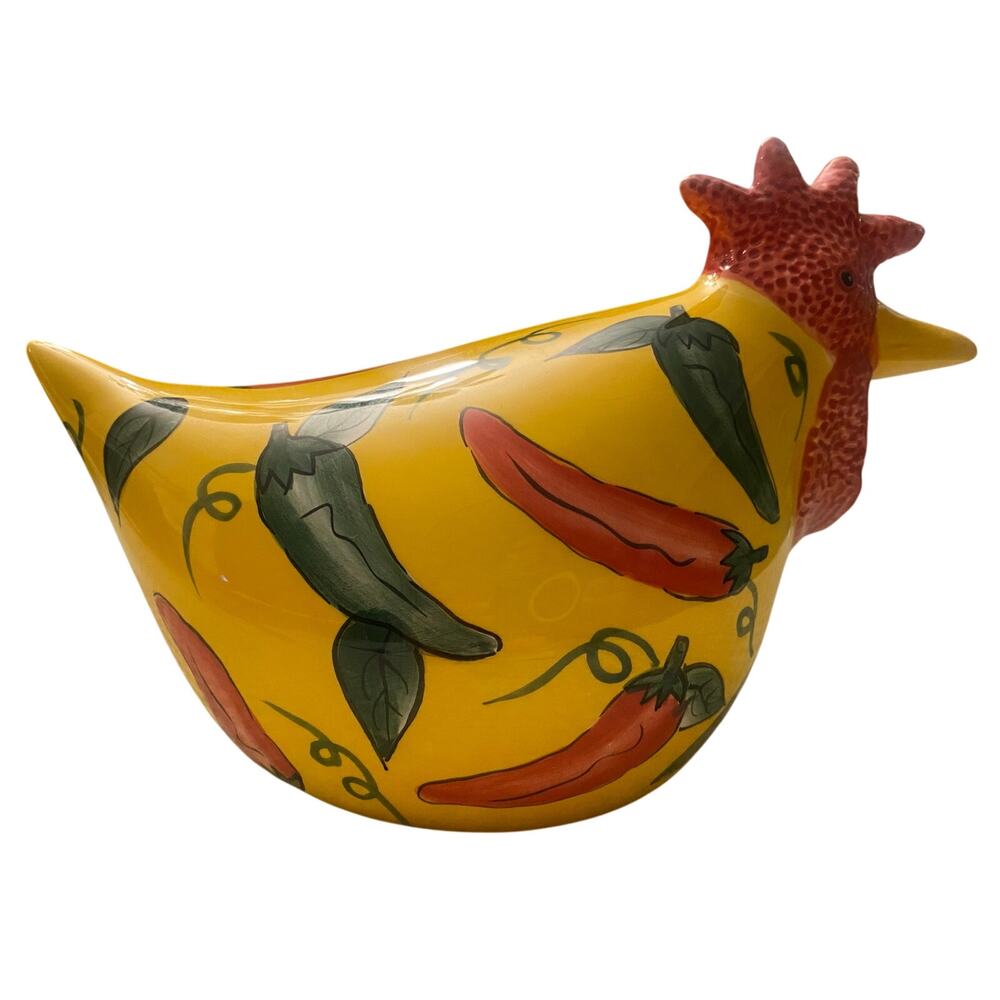 Vintage 1999 CBK Ltd Handpainted Ceramic Rooster - Chili Pepper Design